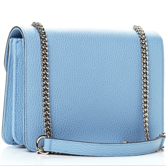 Authentic Gucci GG Interlocking bag purse crossbody blue leather like New - Picture 3 of 3